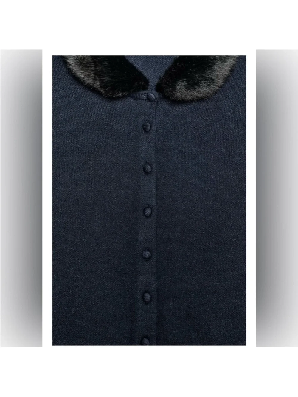 Zara Navy with Black Faux Fur Trim sweater - Picture 7 of 9